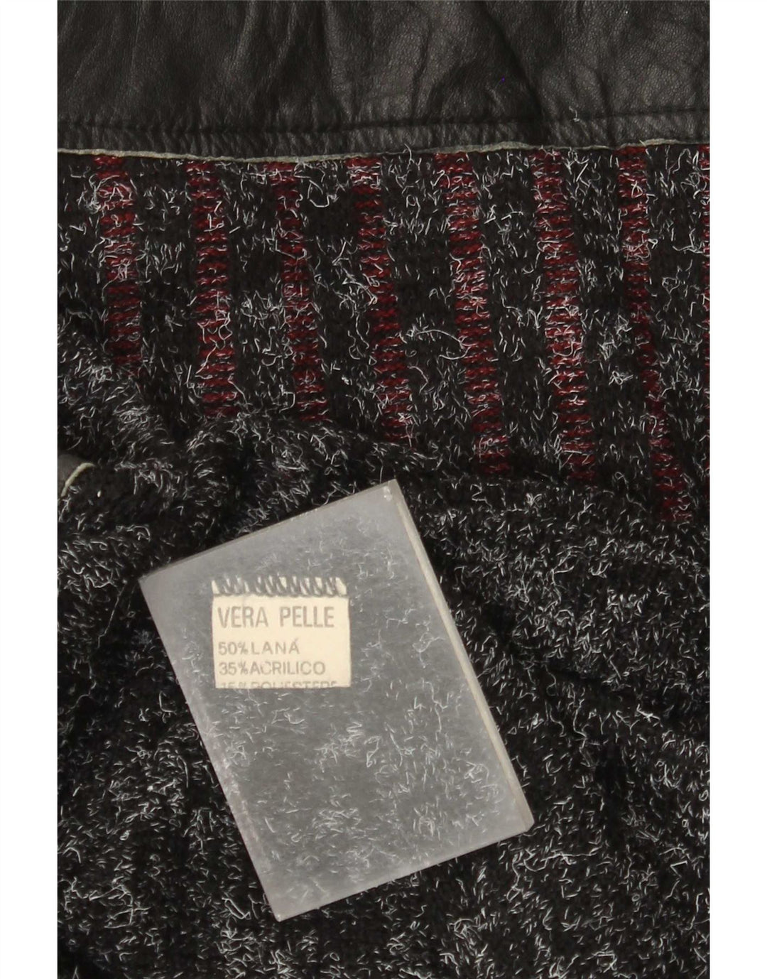 Maglione Vintage da Uomo Girocollo Taglia Large Nero in Patchwork di Lana