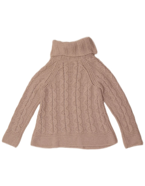 Maglione maglione a collo alto da donna Marks & Spencer UK 10 piccolo acrilico beige
