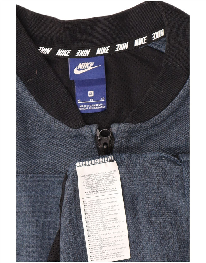 Giacca da ginnastica da uomo Nike XL in cotone chiazzato blu