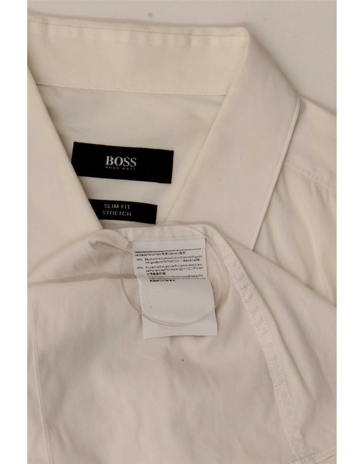 Camicia slim fit da uomo Hugo Boss taglia 42 grande cotone bianco