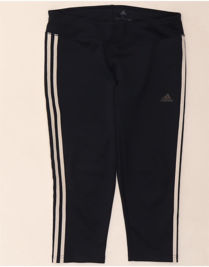 Leggings Adidas Climalite Capri da donna UK 16/18 Grande poliestere blu navy