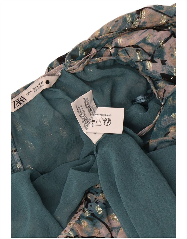 Abito a strati da donna Zara con motivo astratto UK 16 grande poliestere verde