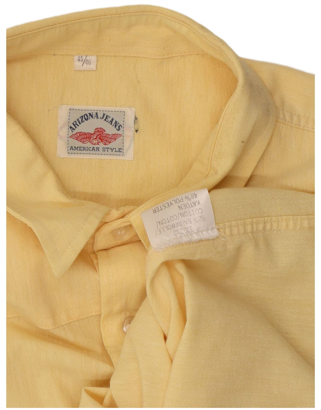 ARIZONA JEANS Camicia Uomo Taglia 45/46 XL Cotone Giallo