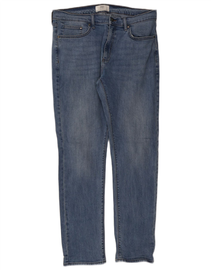 Jeans slim da uomo Marks & Spencer W34 L31 cotone blu