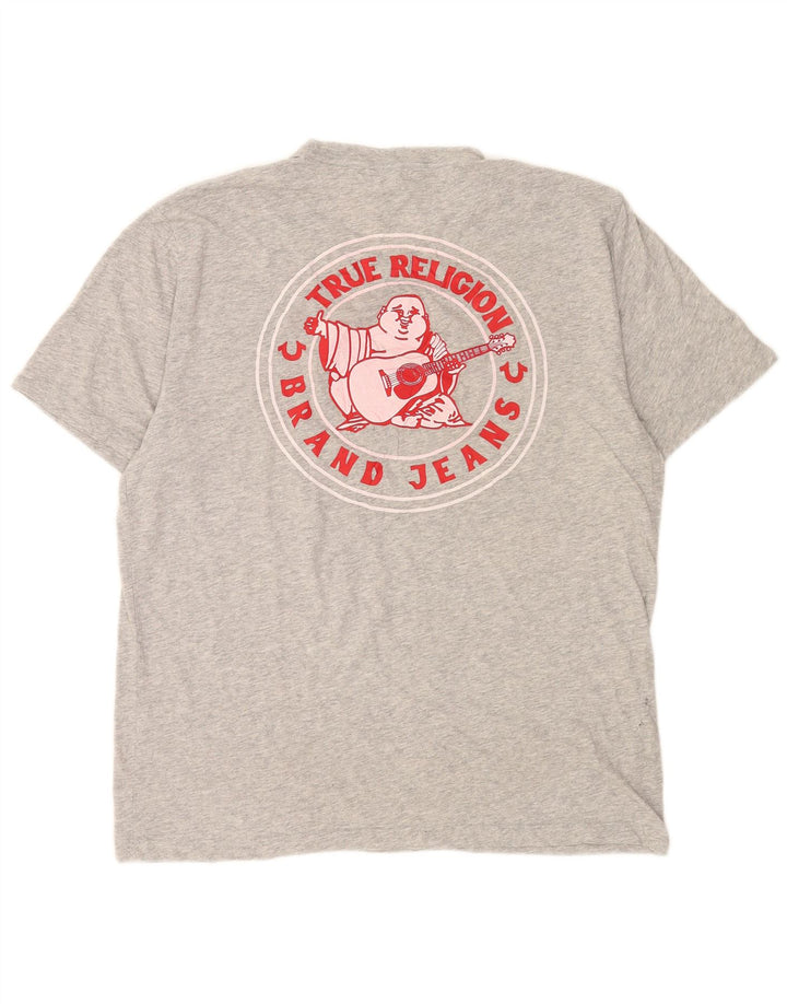 T-shirt grafica da uomo True Religion Top grande in cotone chiazzato grigio