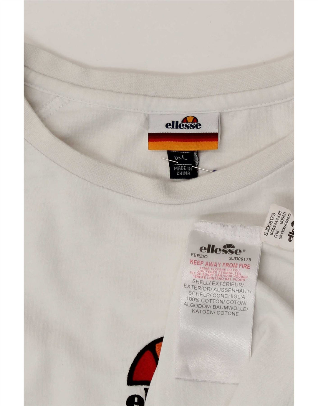 T-shirt grafica da uomo Ellesse Top grande in cotone color block bianco