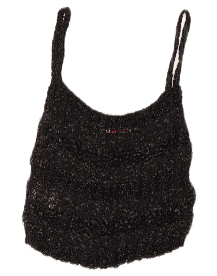 Codice Top da donna corto trasparente con canottiera UK 8 Small Poliammide screziato grigio