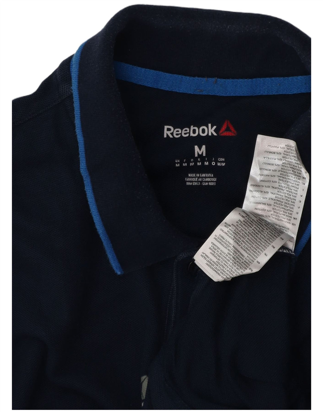 Polo REEBOK da uomo in cotone blu navy medio