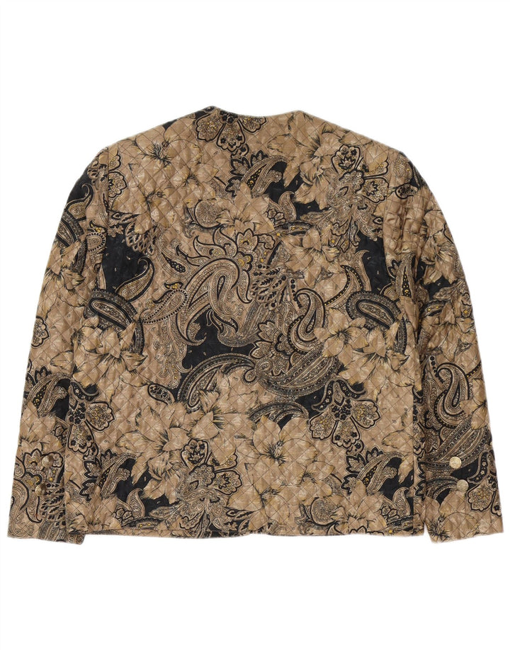 ARIANNA Giacca Blazer Trapuntata da Donna a 5 Bottoni IT 46 Large Marrone Paisley