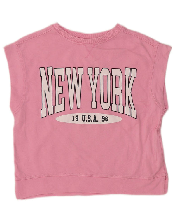 T-shirt grafica senza maniche per ragazze ZARA New York City 9-10 anni Rosa