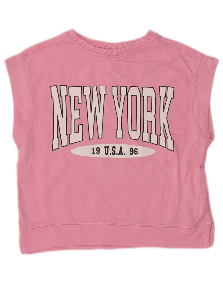 T-shirt grafica senza maniche per ragazze ZARA New York City 9-10 anni Rosa