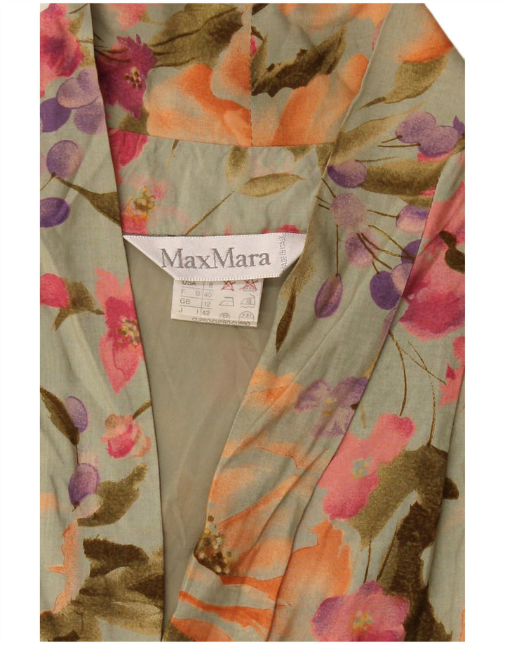 Max Mara Camicia senza maniche da donna Camicetta UK 12 Viscosa floreale color kaki medio