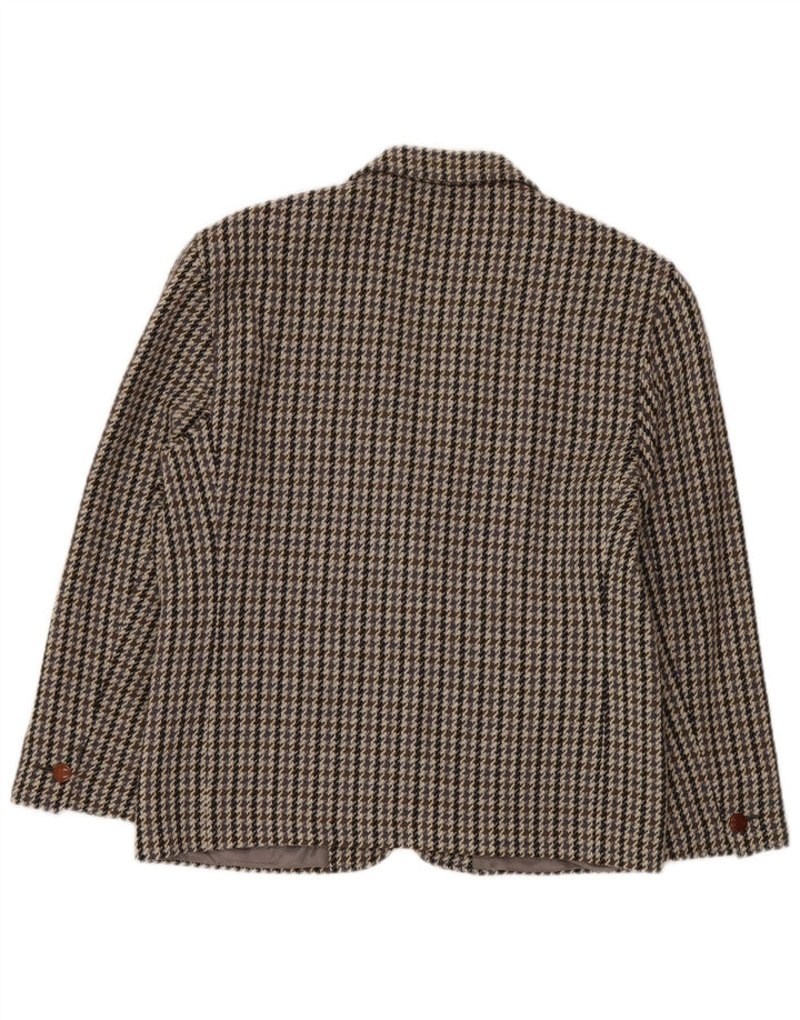 Giacca blazer vintage da donna a 2 bottoni IT 44 in lana pied de poule grigio medio
