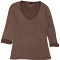 TOMMY HILFIGER Top da donna manica 3/4 UK 14 grandi righe marroni