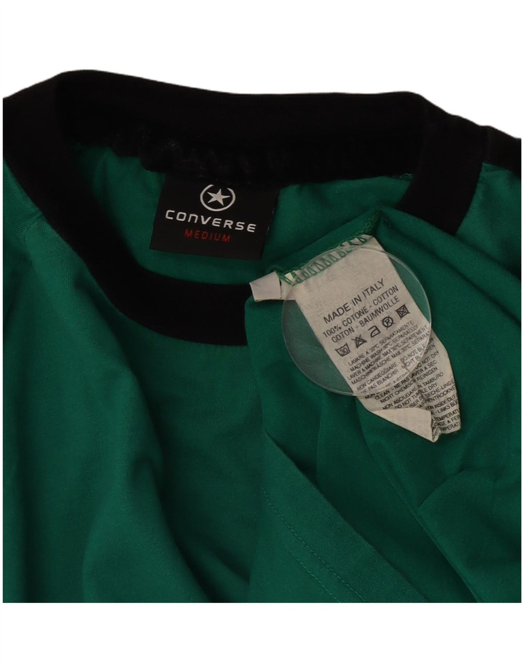 Converse Top da uomo a maniche lunghe in cotone color block verde medio