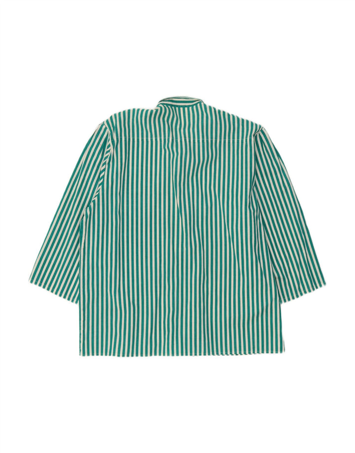 VINTAGE Womens 3/4 Sleeve Pullover Shirt UK 16 Large Green Striped