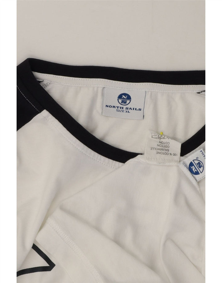 North Sails Top grafico da uomo a maniche lunghe XL in cotone color block bianco