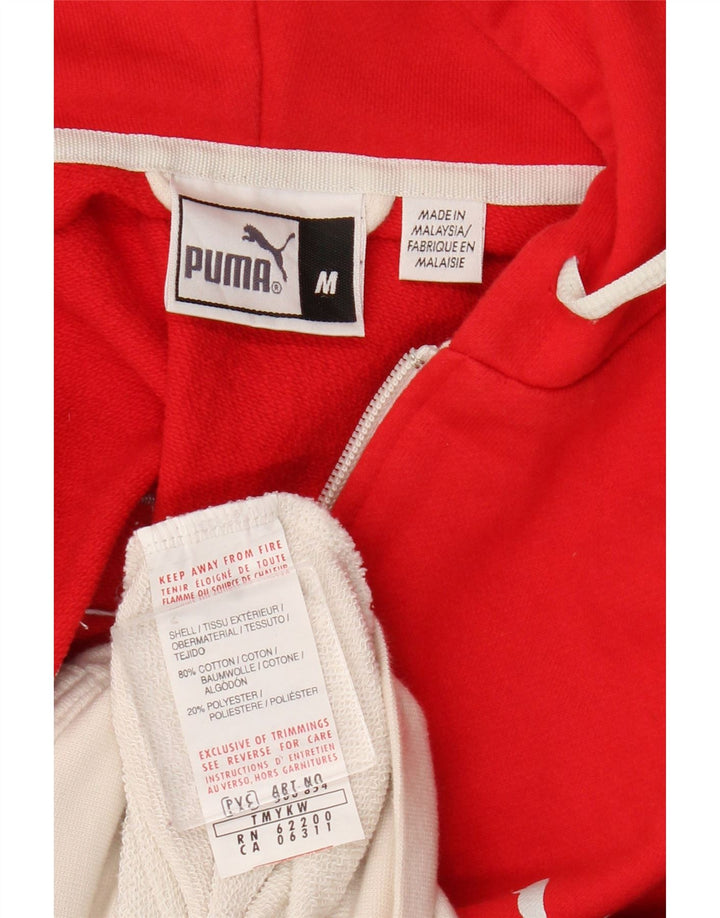 Felpa con cappuccio e zip grafica da uomo Puma in cotone color block rosso medio