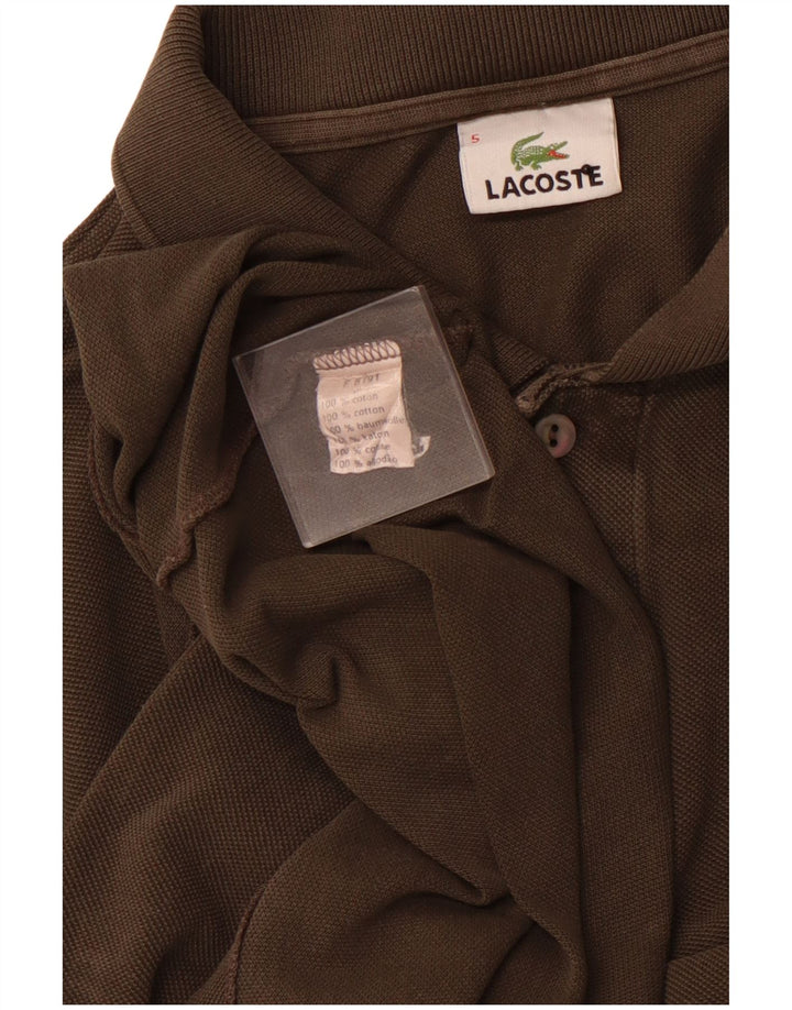 Polo LACOSTE da uomo a maniche lunghe taglia 5 grande in cotone marrone