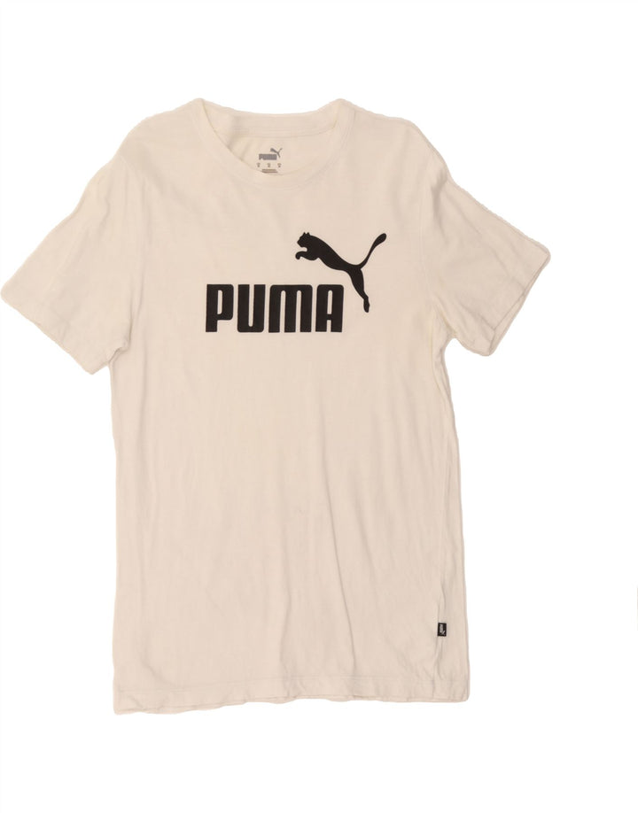 PUMA Mens Graphic T-Shirt Top Medium White Cotton Vintage Puma and Second-Hand Puma from Messina Hembry 