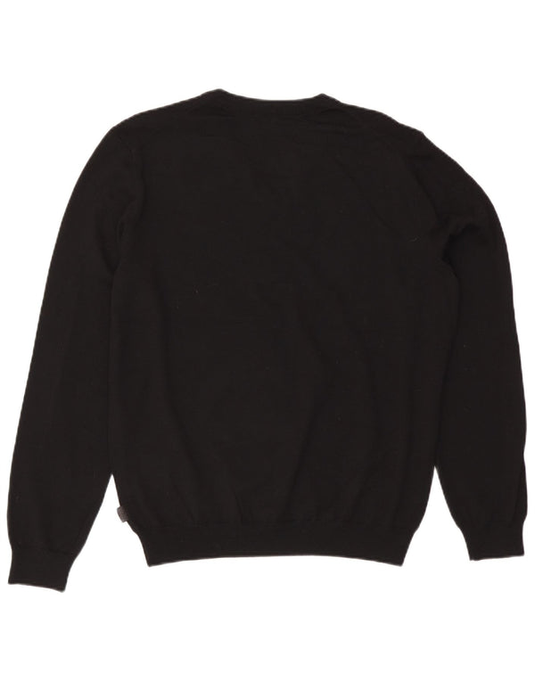 Hugo Boss Maglione da uomo con scollo a V grande lana nera