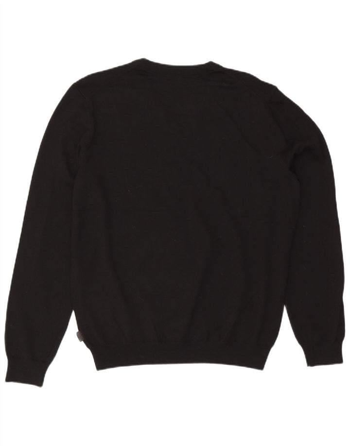Hugo Boss Maglione da uomo con scollo a V grande lana nera