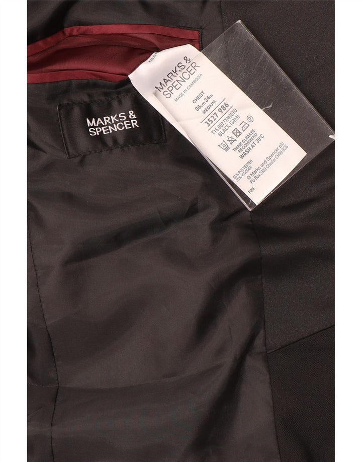 Giacca blazer a 2 bottoni da uomo Marks & Spencer UK 34 piccola poliestere nero