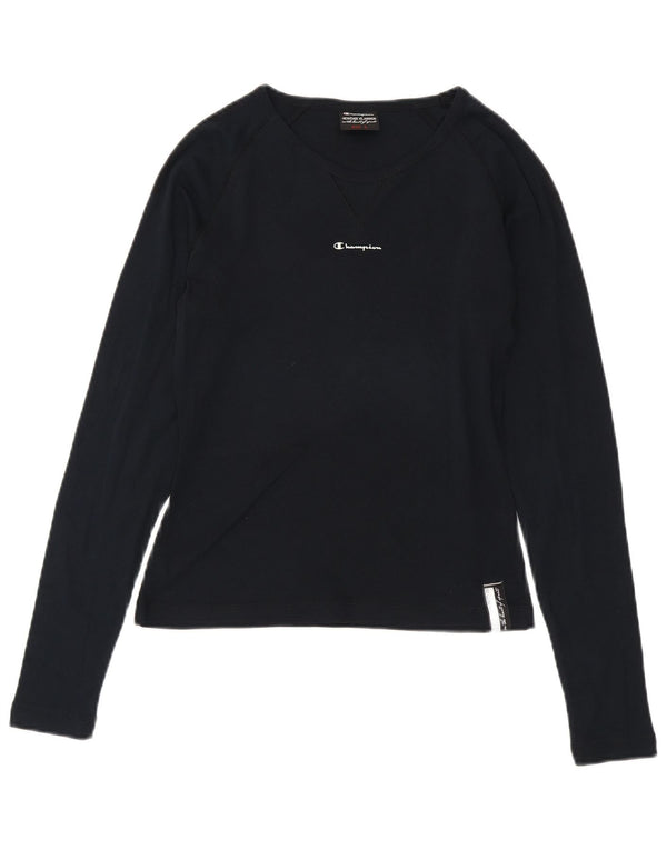 Maglietta grafica da donna Champion manica lunga UK 16 grande blu navy