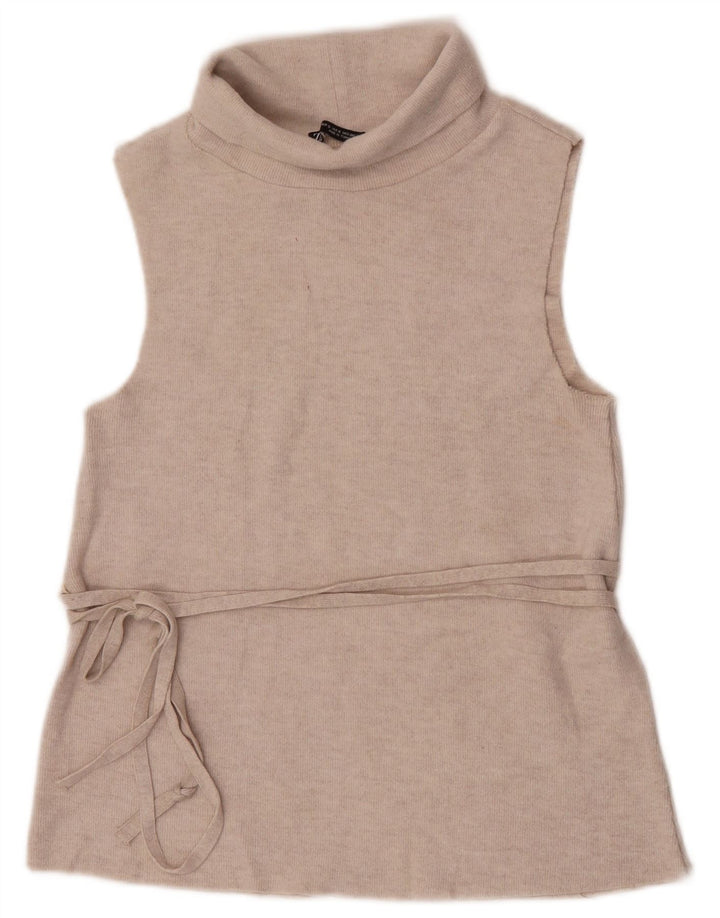 Canotta canotta da donna Zara UK 8 piccola in poliestere beige