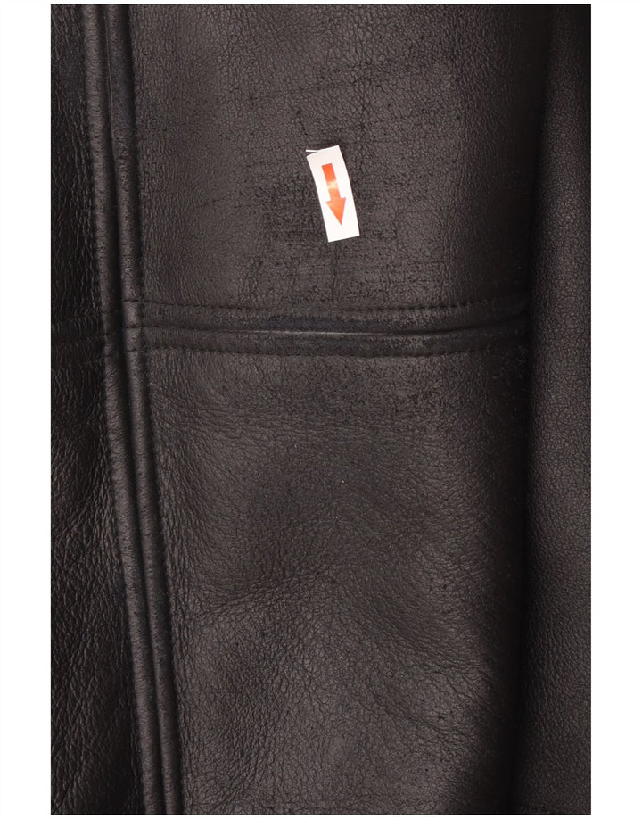 Giubbotto in shearling vintage da uomo IT 48 medio nero