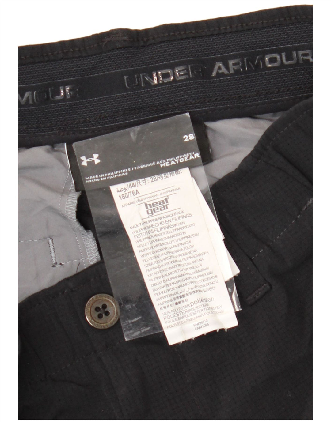 Pantaloncini chino da uomo UNDER ARMOUR Heat Gear W28 piccoli in poliestere nero