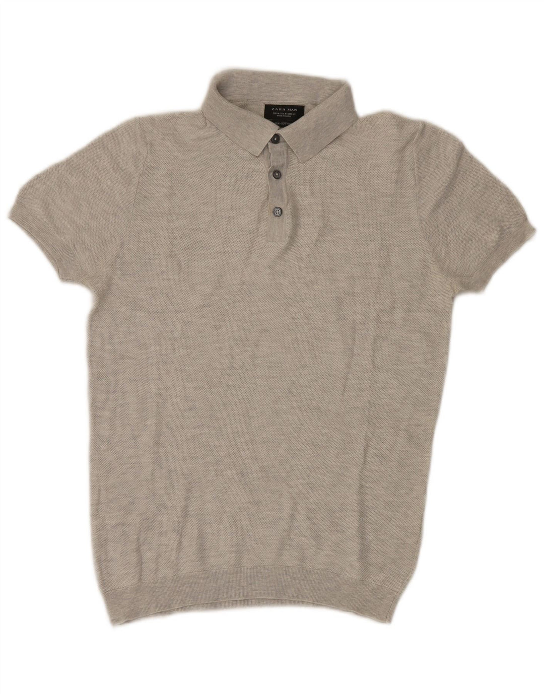 Maglione Zara da uomo a maniche corte con collo a polo grigio medio screziato