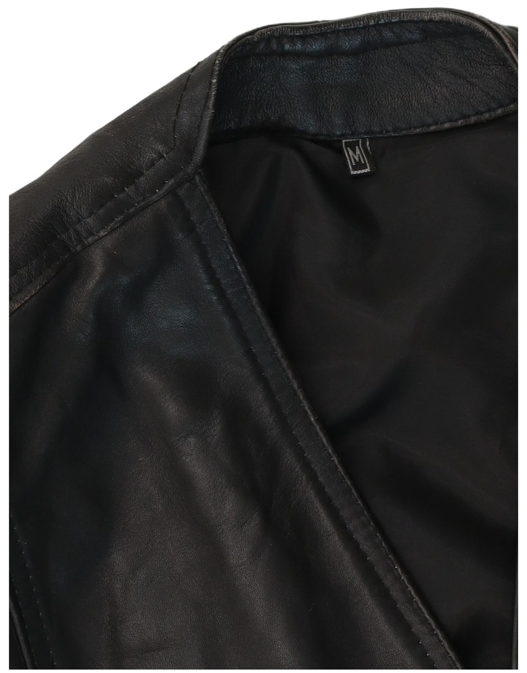 Gilet in pelle da uomo vintage medio nero