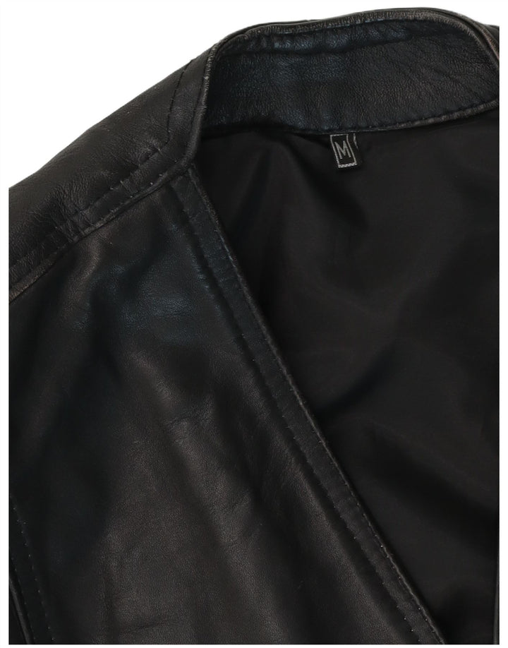 Gilet in pelle da uomo vintage medio nero