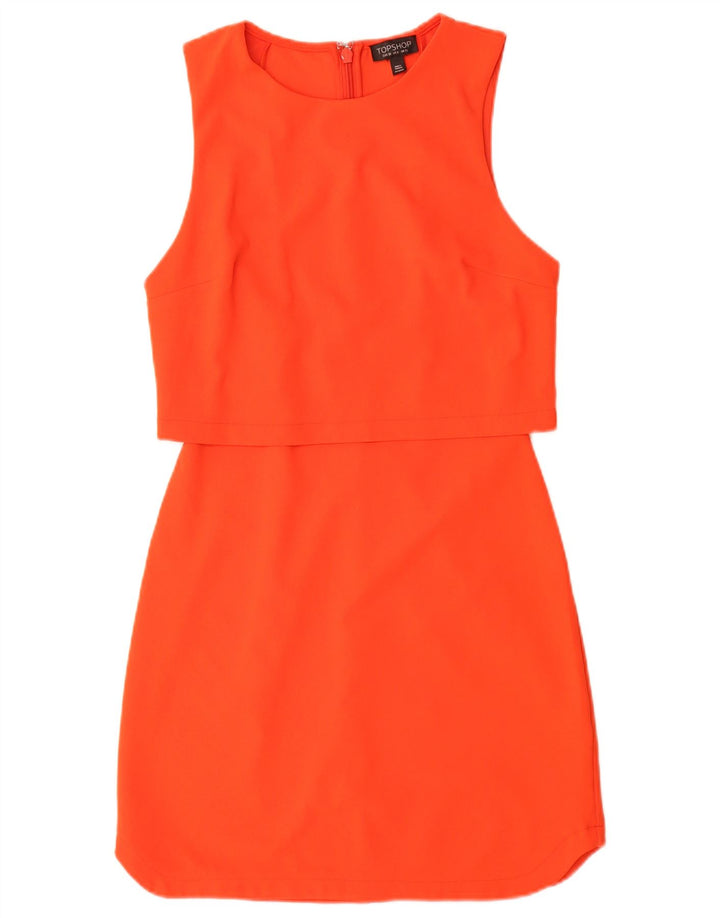 Topshop Abito tubino senza maniche da donna UK 10 Piccolo poliestere arancione