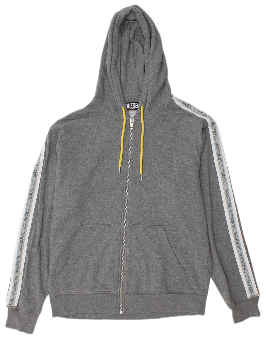 Maglione con cappuccio e zip grafica da uomo Diesel grande in cotone grigio