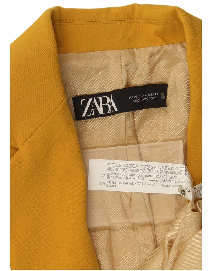 Giacca blazer con cintura da donna Zara UK 10 piccola in poliestere giallo