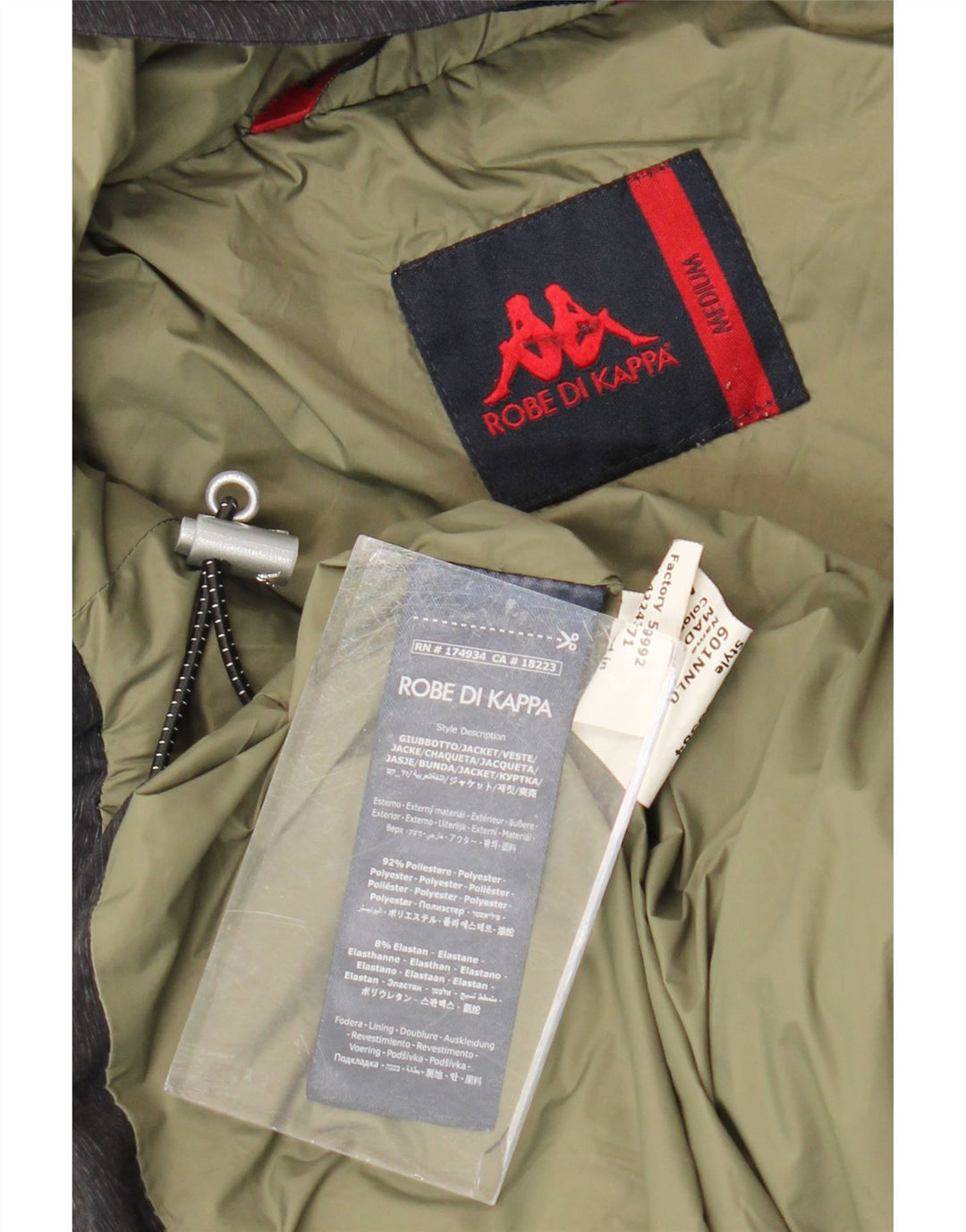 Giacca anorak imbottita con cappuccio da uomo Kappa UK 38 Poliestere grigio medio