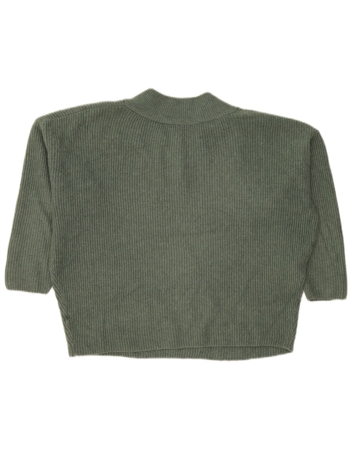 Maglione corto con scollo a V corto oversize da donna Zara UK 10 piccolo verde