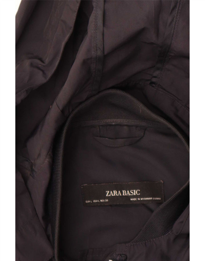 Giacca utilitaria con cappuccio da donna Zara UK 16 grande poliestere nero