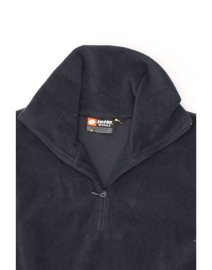 LOTTO Womens Zip Neck Fleece Jumper UK 16 Large Navy Blue Polyester Vintage Lotto and Second-Hand Lotto from Messina Hembry 
