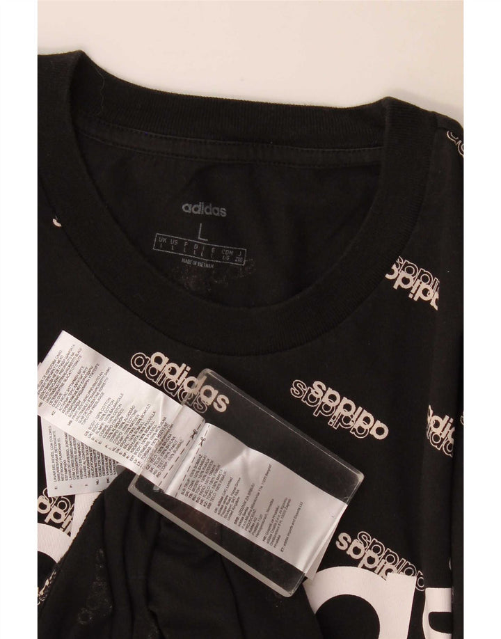 T-shirt grafica da uomo Adidas Top grande in cotone nero