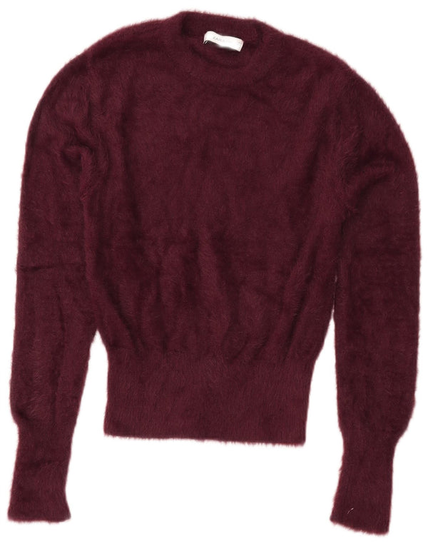 Maglione maglione girocollo da donna Zara UK 10 piccolo nylon bordeaux