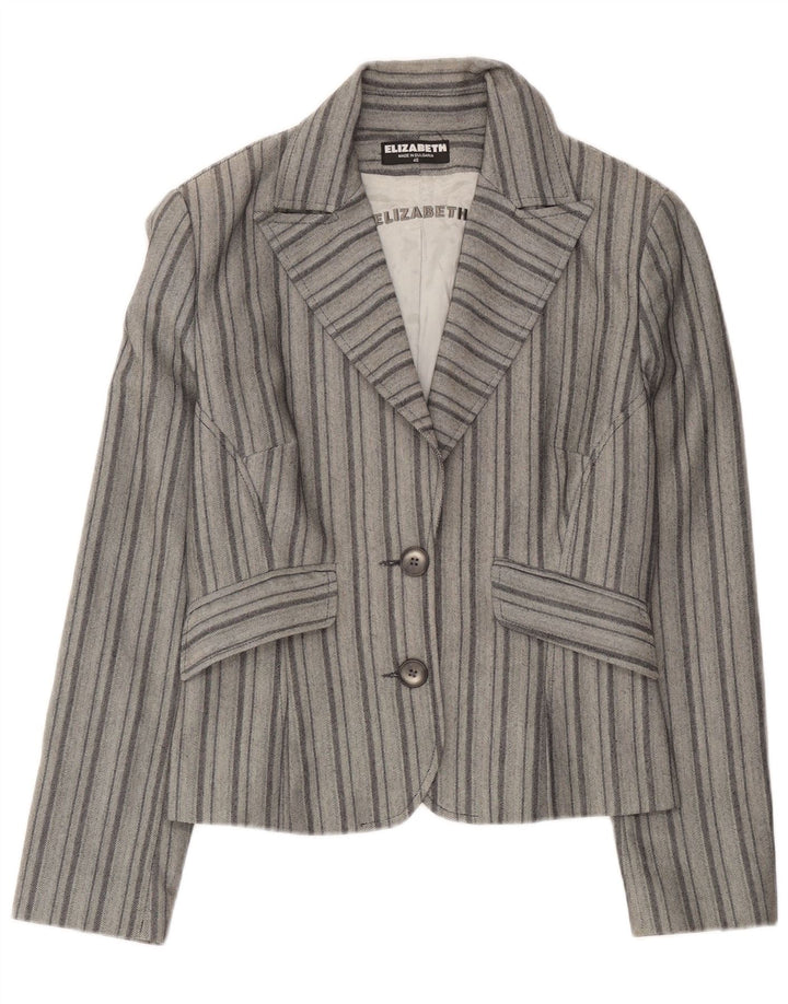 Giacca blazer vintage da donna a 2 bottoni EU 46 XL a righe grigie