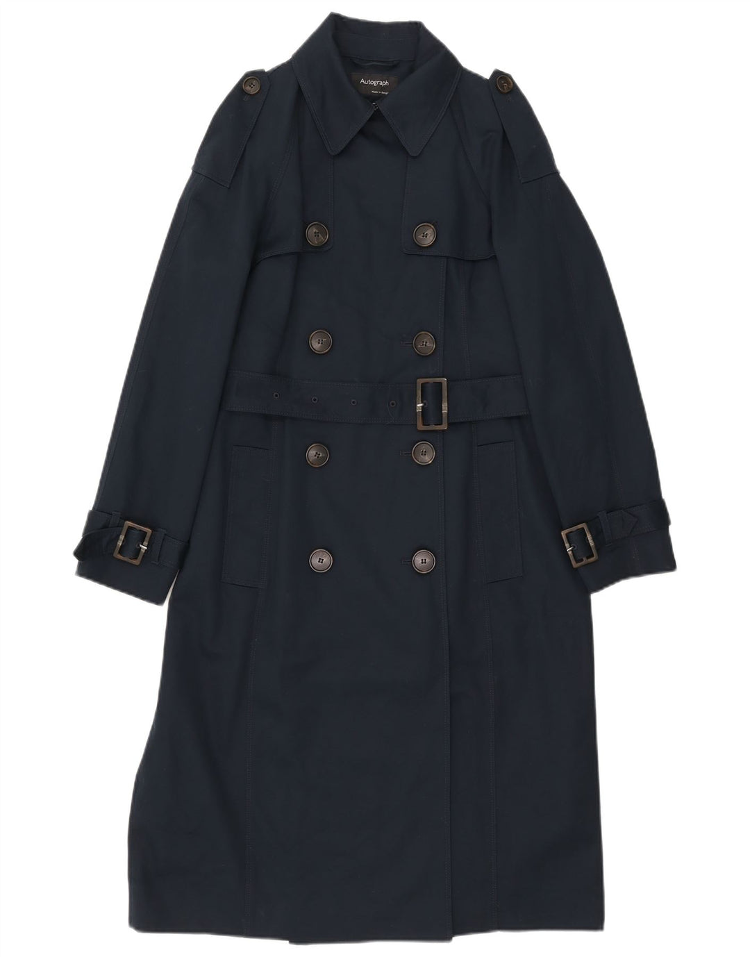 Trench da donna Marks & Spencer UK 12 medio cotone blu navy