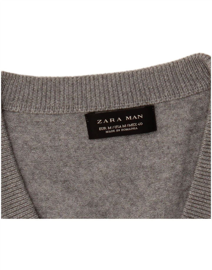 Maglione cardigan da uomo Zara grigio medio screziato