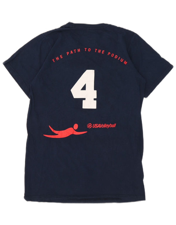 T-shirt grafica da uomo Adidas Top Small in cotone blu navy