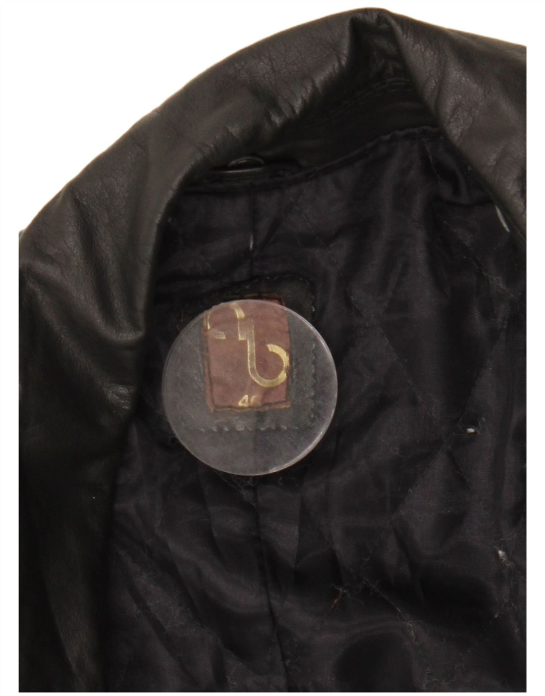 Giacca in pelle doppiopetto vintage da donna IT 46 grande nera