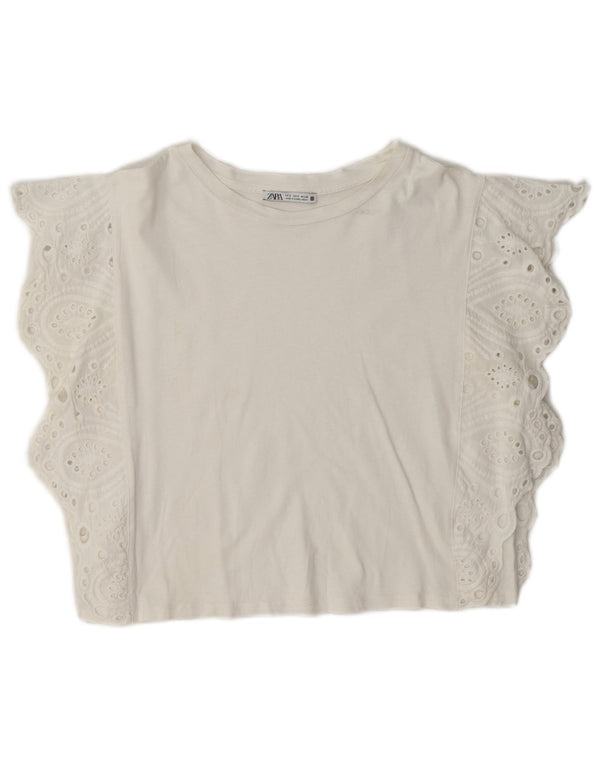T-shirt Zara da donna Top UK 10 piccola bianca