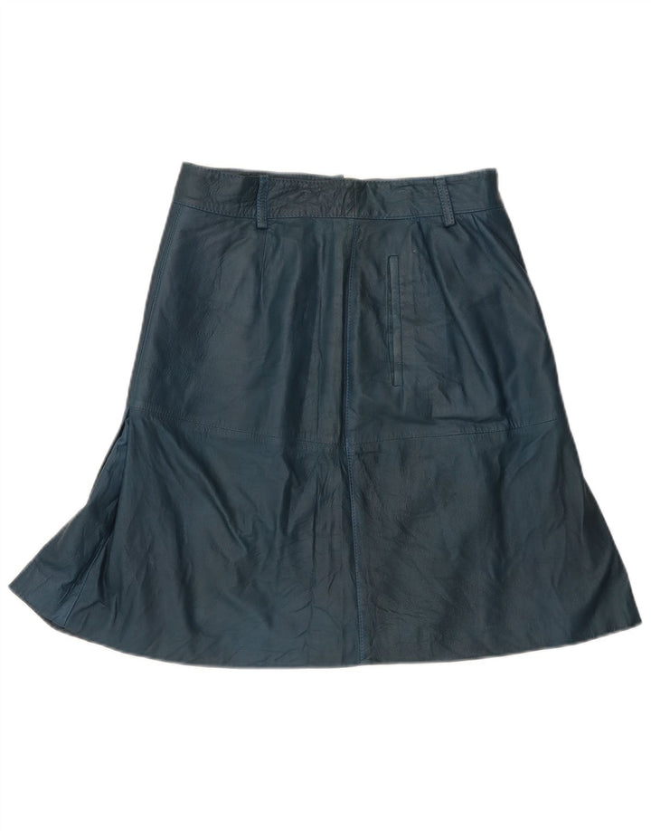 Gonna in pelle vintage da donna IT 46 grande W30 blu navy